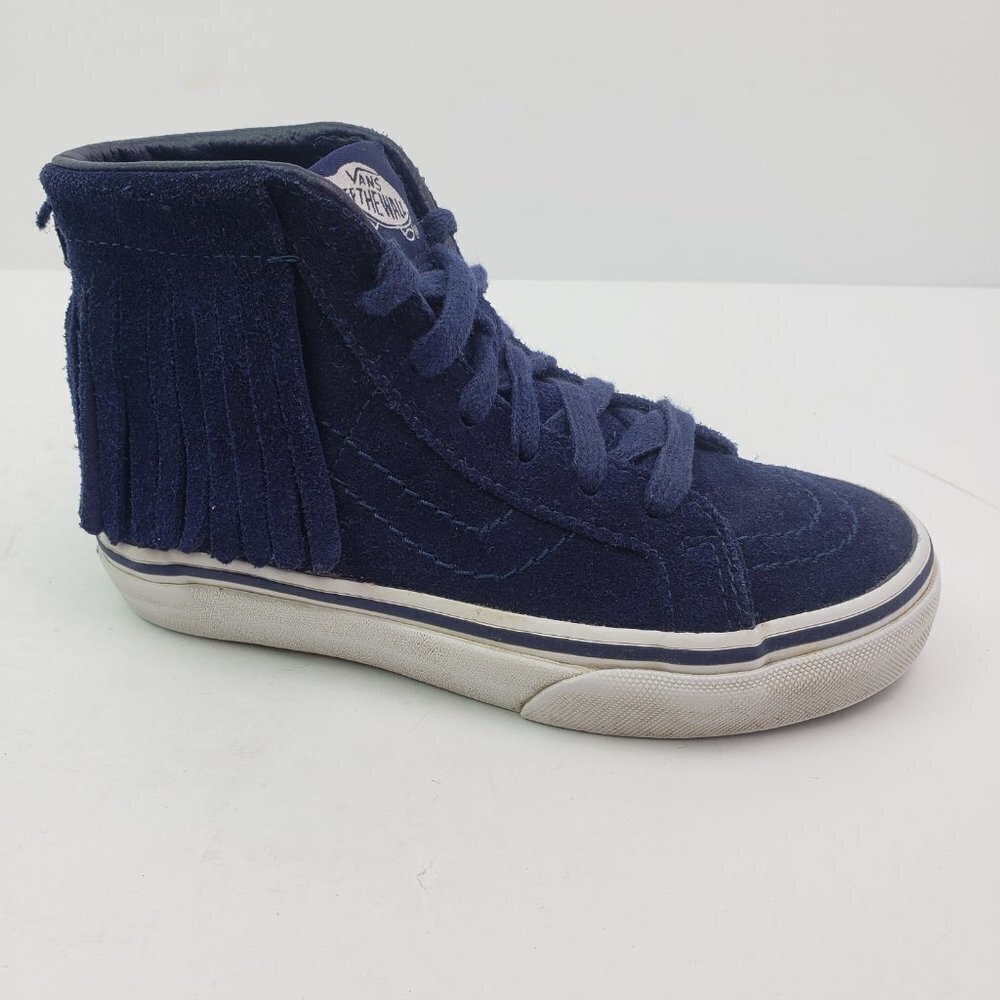 Vans Sk8-Hi Moc Suede Tassel Toddler Girls Size 12.5 Blue Skate Sneaker Shoes - Picture 2 of 8